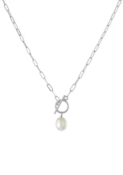 Gold Plated 18" Pearl Toggle Chain Necklace