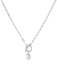 Gold Plated 18" Pearl Toggle Chain Necklace