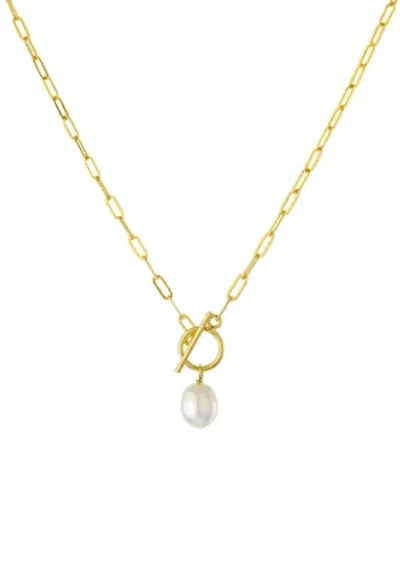 Gold Plated 18" Pearl Toggle Chain Necklace