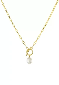 Gold Plated 18" Pearl Toggle Chain Necklace