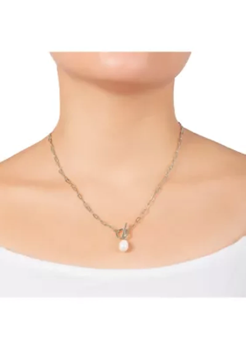 Gold Plated 18" Pearl Toggle Chain Necklace