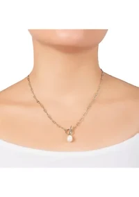 Gold Plated 18" Pearl Toggle Chain Necklace