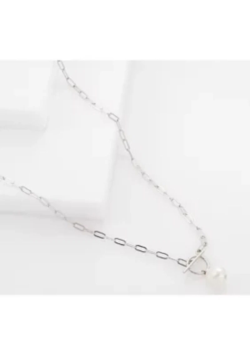 Gold Plated 18" Pearl Toggle Chain Necklace
