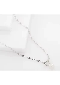 Gold Plated 18" Pearl Toggle Chain Necklace