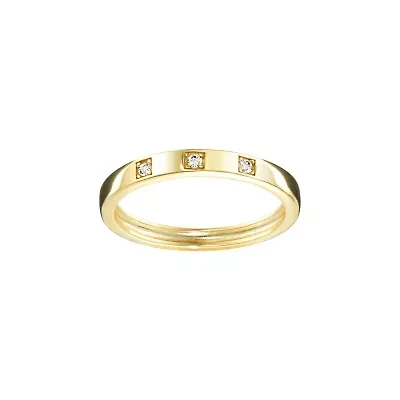 Sterling Silver 3 Cubic Zirconia Bezel Band Ring