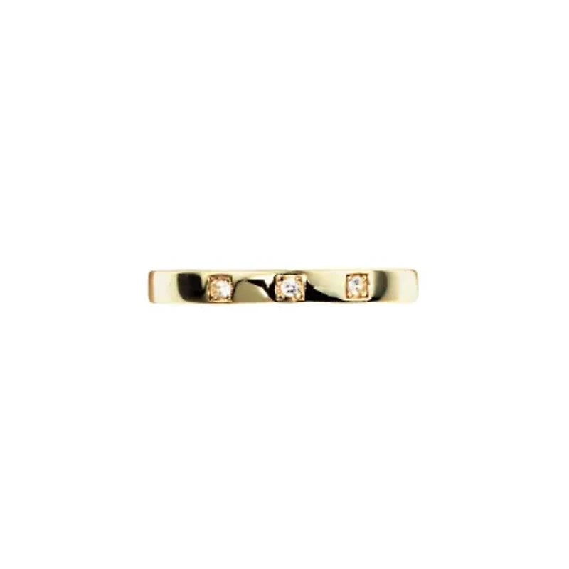 Sterling Silver 3 Cubic Zirconia Bezel Band Ring