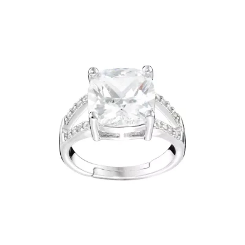 Silver Plated 11mm Cubic Zirconia Square Cushion Ring
