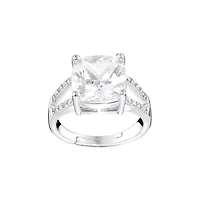 Silver Plated 11mm Cubic Zirconia Square Cushion Ring