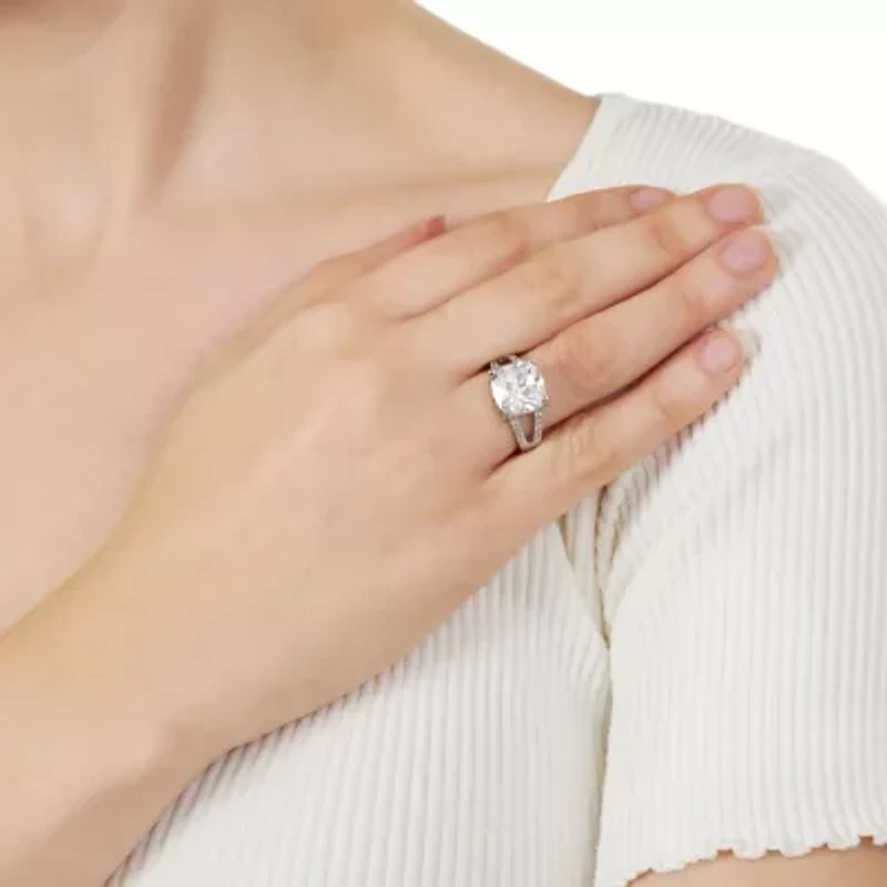 Silver Plated 11mm Cubic Zirconia Square Cushion Ring