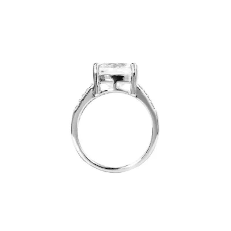 Silver Plated 11mm Cubic Zirconia Square Cushion Ring