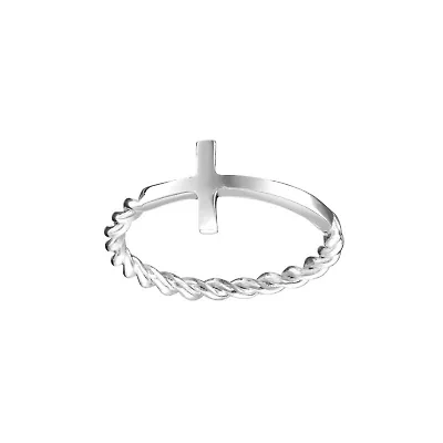 Sterling Silver Side Cross Band Ring with Twisted