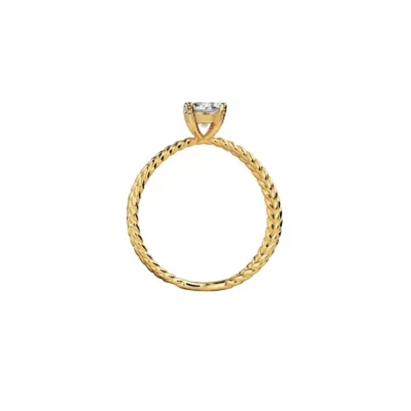Gold Over Sterling Silver 5mm Round Cubic Zirconia Twisted Band Ring