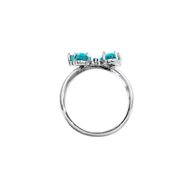 Silver Plated Crystal Butterfly Ring with Cubic Zirconia