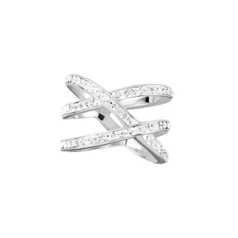 Sterling Silver Crystal Open Woven Ring