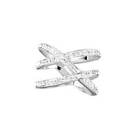 Sterling Silver Crystal Open Woven Ring