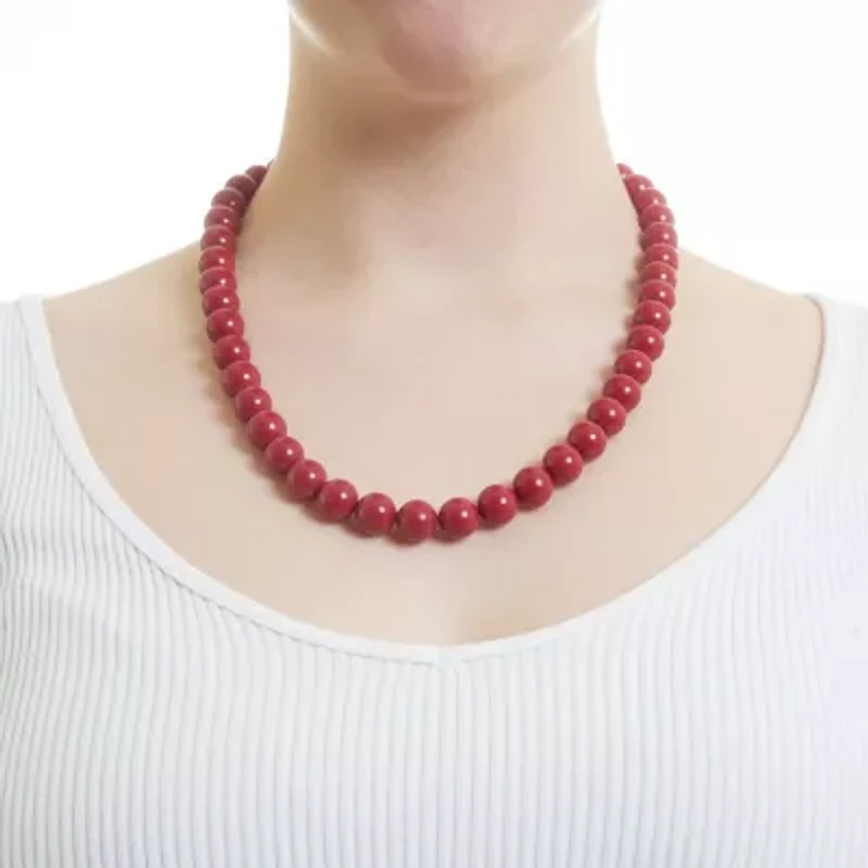 Sterling Silver 22in Coral Beaded Necklace