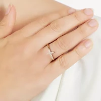 Sterling Silver Cubic Zirconia Side Cross Ring