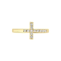 Sterling Silver Cubic Zirconia Side Cross Ring