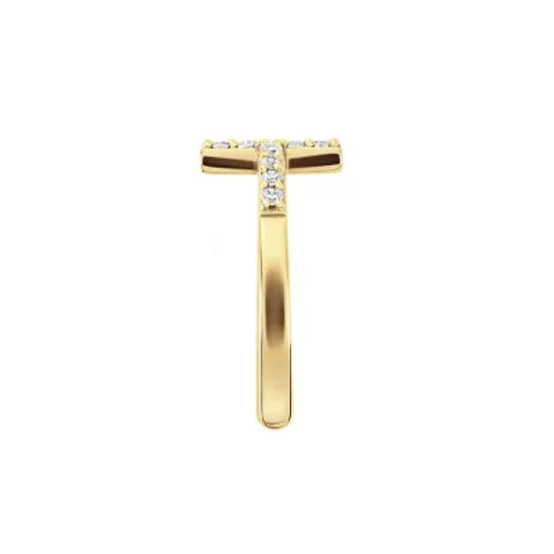 Sterling Silver Cubic Zirconia Side Cross Ring