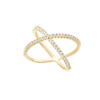 Sterling Silver Cubic Zirconia Criss Cross Ring