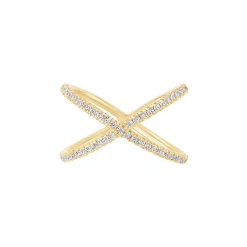 Sterling Silver Cubic Zirconia Criss Cross Ring