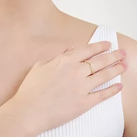 Gold Over Sterling Silver Cubic Zirconia Prong Leaf Ring