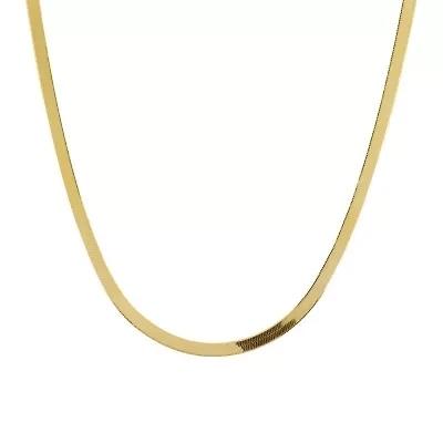 Gold Over Sterling Silver Herringbone Chain Necklace