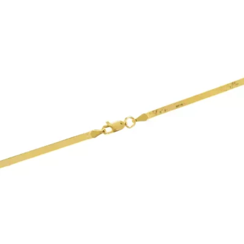 Gold Over Sterling Silver Herringbone Chain Necklace