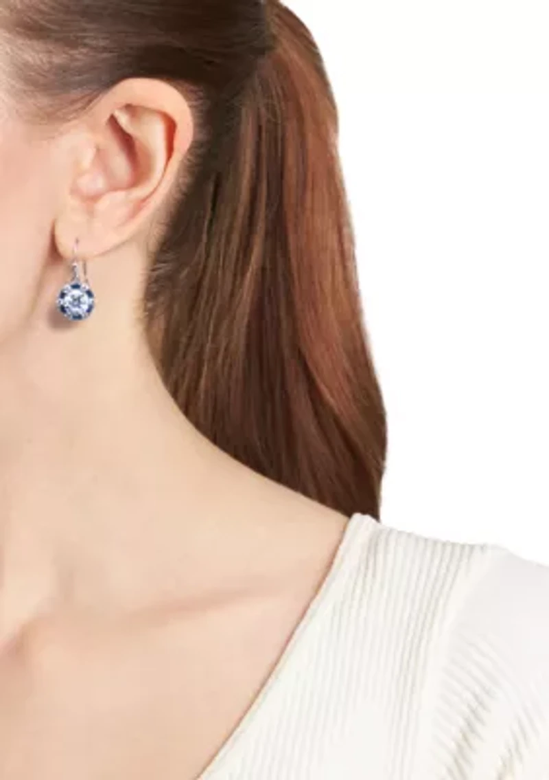 Cubic Zirconia Baguette Halo Drop Earrings