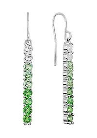 Long Rectangular Crystal Drop Silver Plated Earrings