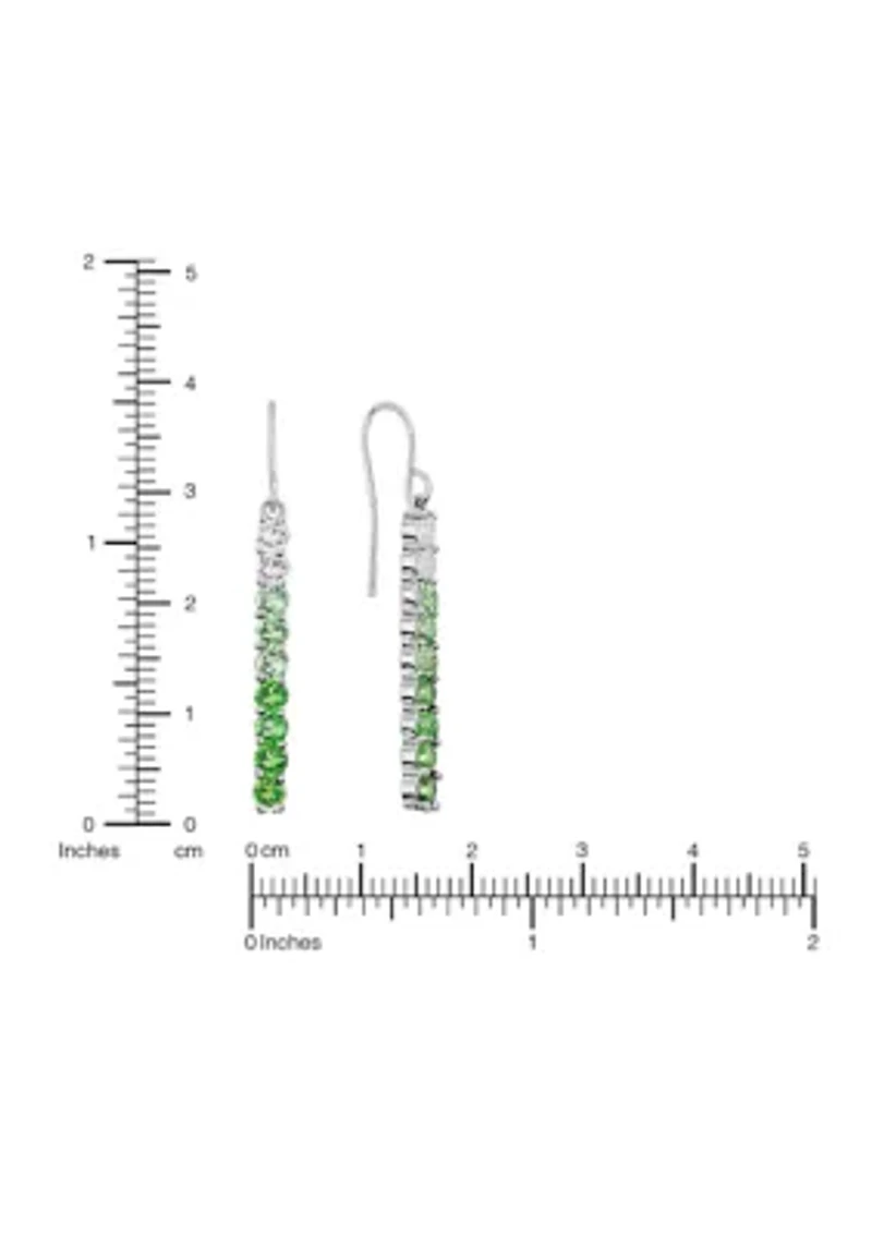 Long Rectangular Crystal Drop Silver Plated Earrings