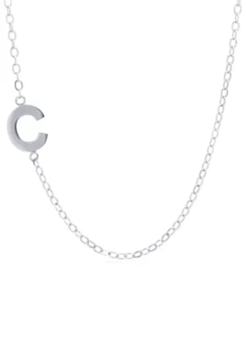 Sterling Silver Small Side Initial Necklace