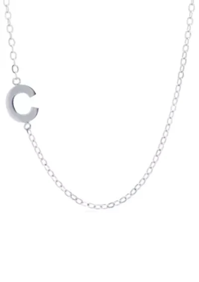 Sterling Silver Small Side Initial Necklace