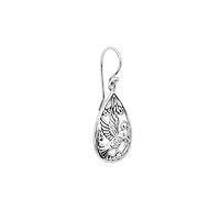 Sterling Silver Oxidized Hummingbird Teardrop Earrings