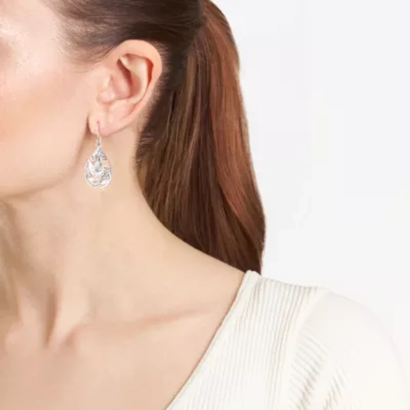 Sterling Silver Oxidized Hummingbird Teardrop Earrings