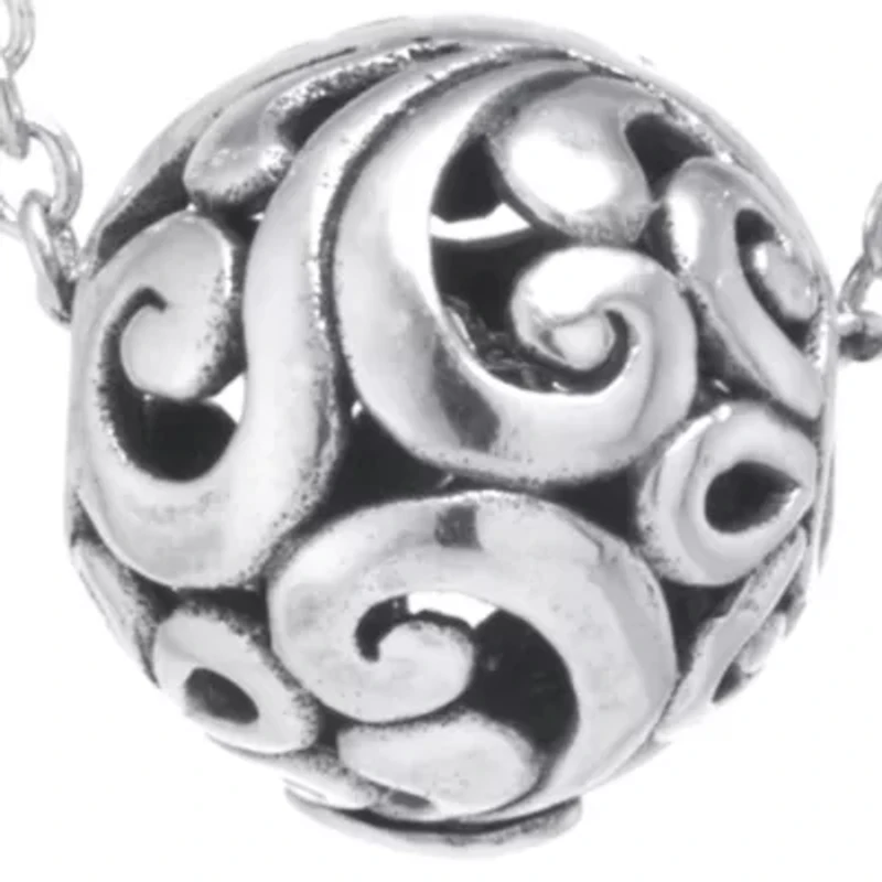Sterling Silver 18in. Oxidized Round Pendant Necklace