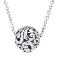 Sterling Silver 18in. Oxidized Round Pendant Necklace