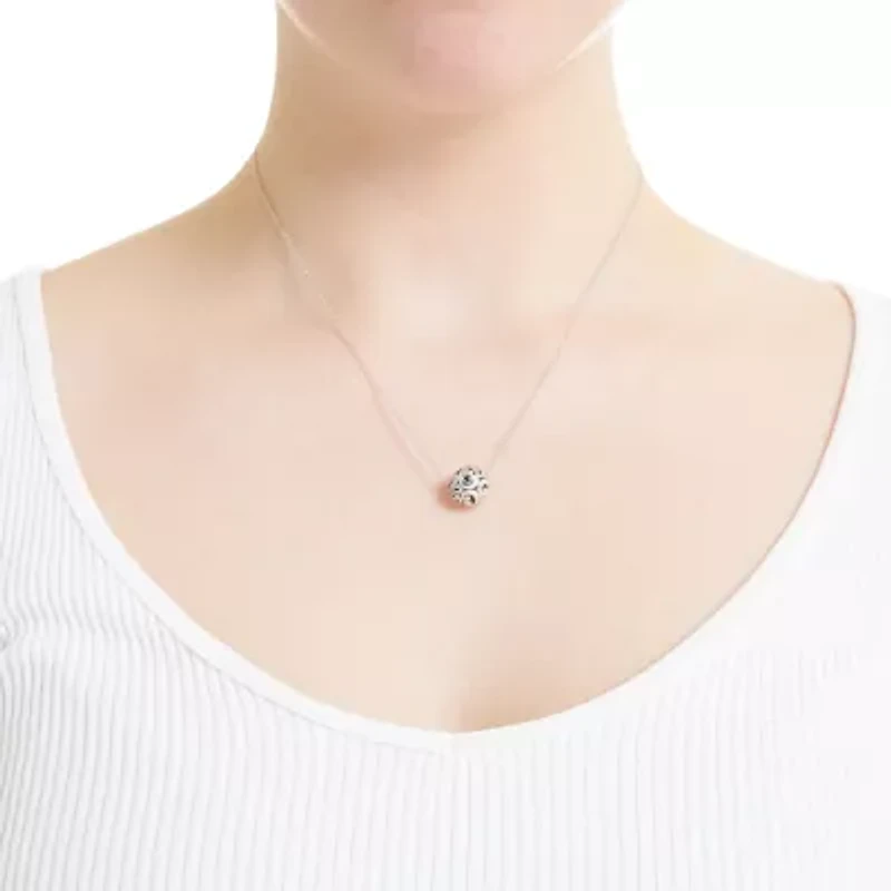 Sterling Silver 18in. Oxidized Round Pendant Necklace