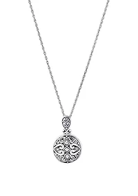 Sterling Silver 18IN Oxidized Round Filigree Necklace