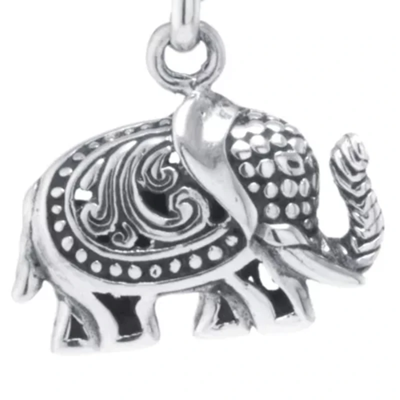 Sterling Silver Bali Triple Elephant Pendant 18" Necklace