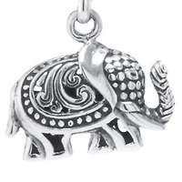  Sterling Silver Bali Triple Elephant Pendant 18" Necklace 