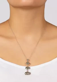  Sterling Silver Bali Triple Elephant Pendant 18" Necklace 