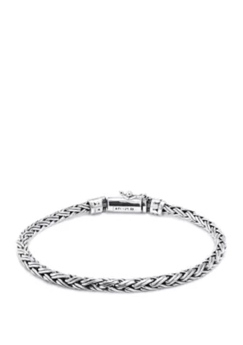 Sterling Silver 7.5in. Oxidized Bali Woven Bracelet