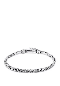 Sterling Silver 7.5in. Oxidized Bali Woven Bracelet