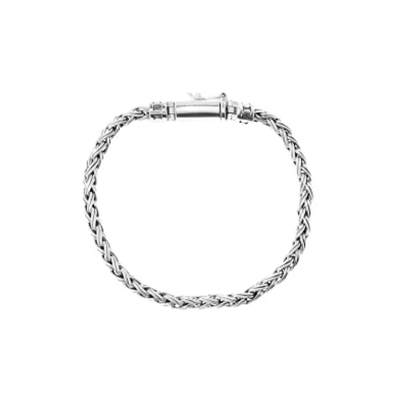 Sterling Silver 7.5in. Oxidized Bali Woven Bracelet