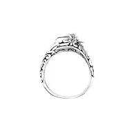 Sterling Silver Blue Topaz Oxidized Butterfly Bypass Ring - Size 7