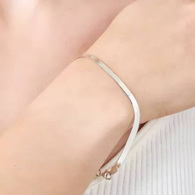 Sterling Silver 7.5IN 040 Magic Herringbone Chain Bracelet