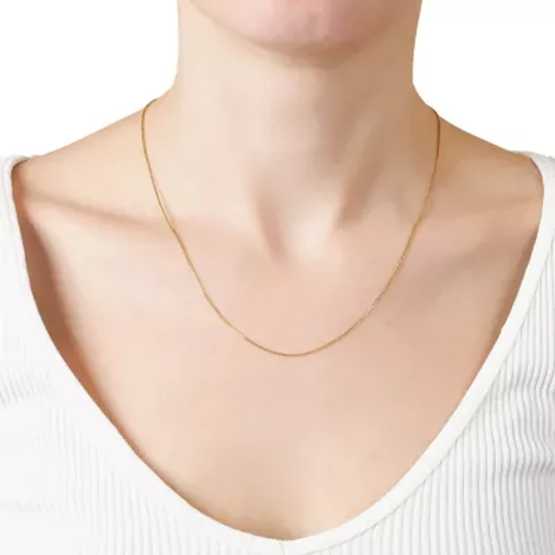 Gold Over Sterling Silver 18IN Box Chain Necklace