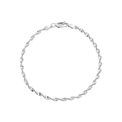 Sterling Silver 7IN Twisted Magic Chain Bracelet