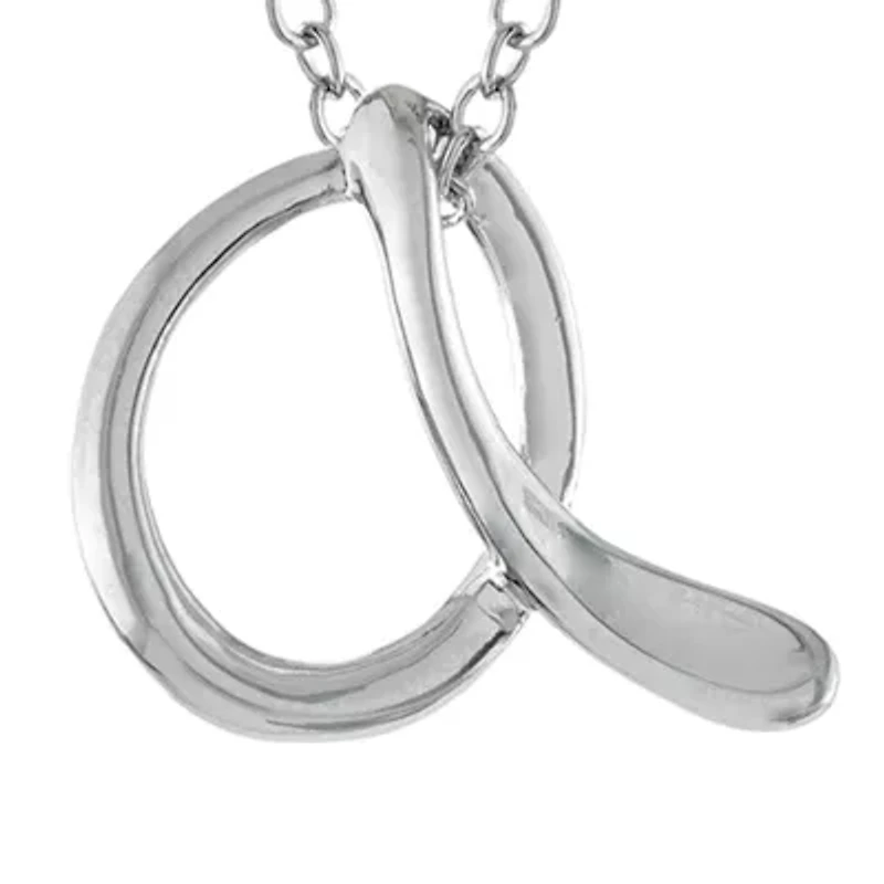 Fine Silver Plated 18 Inch Initial Pendant Necklace